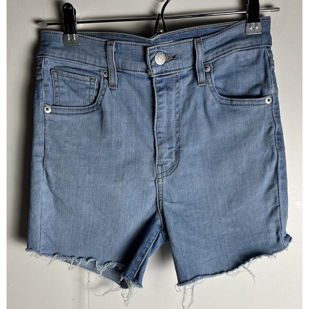 Levis Denim Mile High Super Skinny Shorts Sz 26 Stretchy Cut Offs‎ Raw Hem